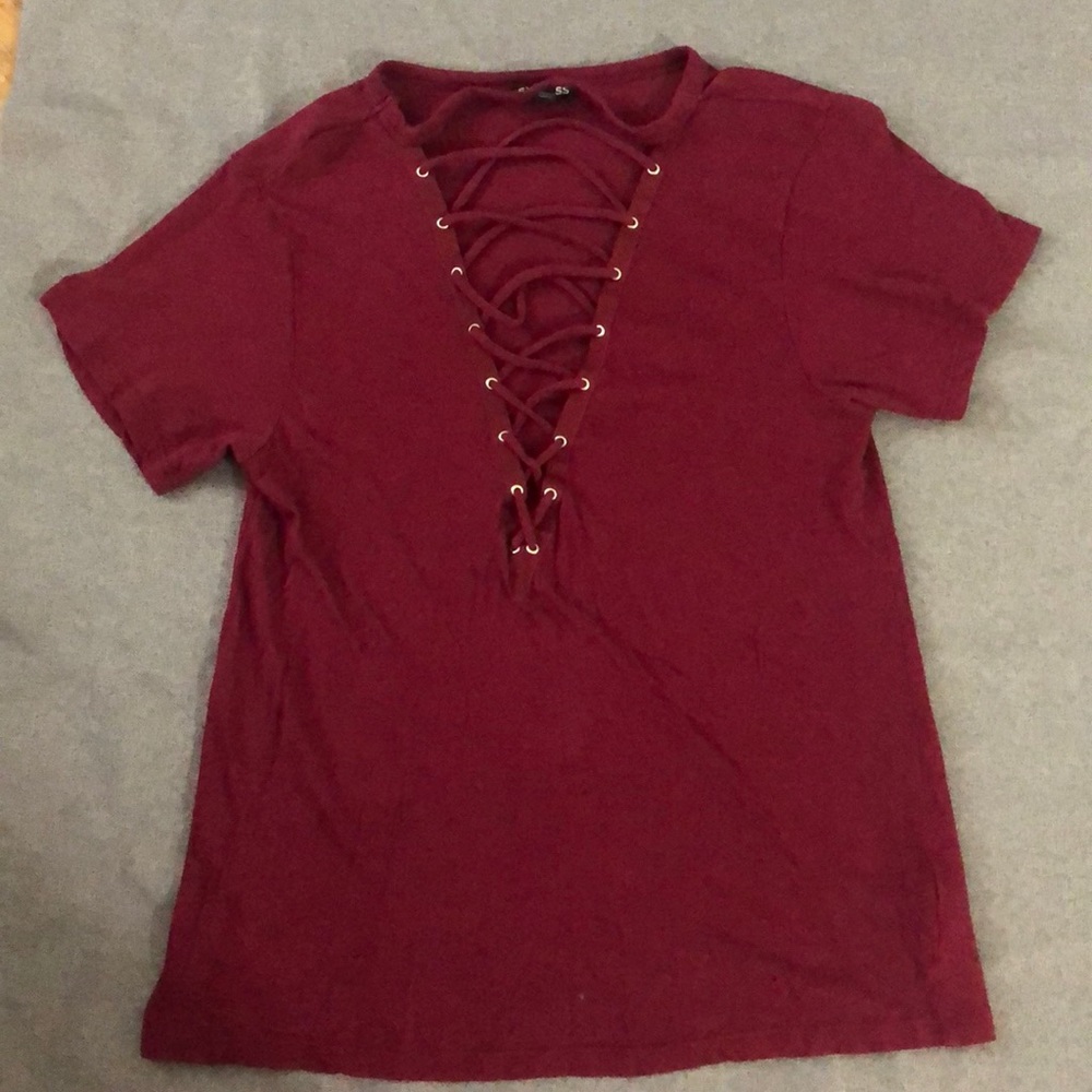 Red low cut top from express
